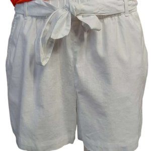 Bow Tie Bermuda Shorts, White Cotton with Elasticated Waist - New, Hope & Henry